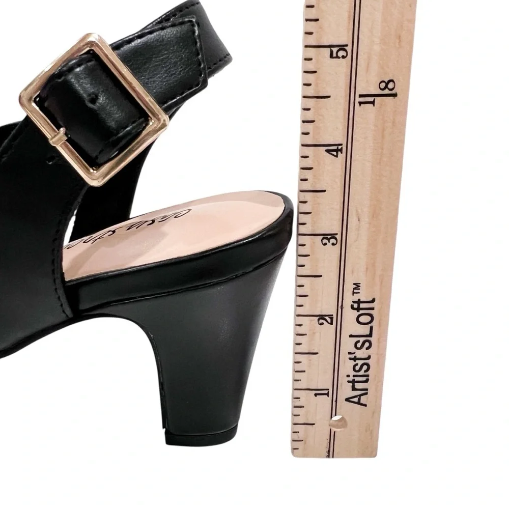 Easy Street Christy Slingback Heeled Sandals Cross Strap Buckle 7.5 Black NEW - Picture 8 of 16